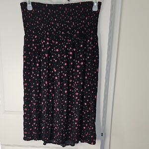 The Nines by HATCH Black and Pink Floral A-Line Skirt